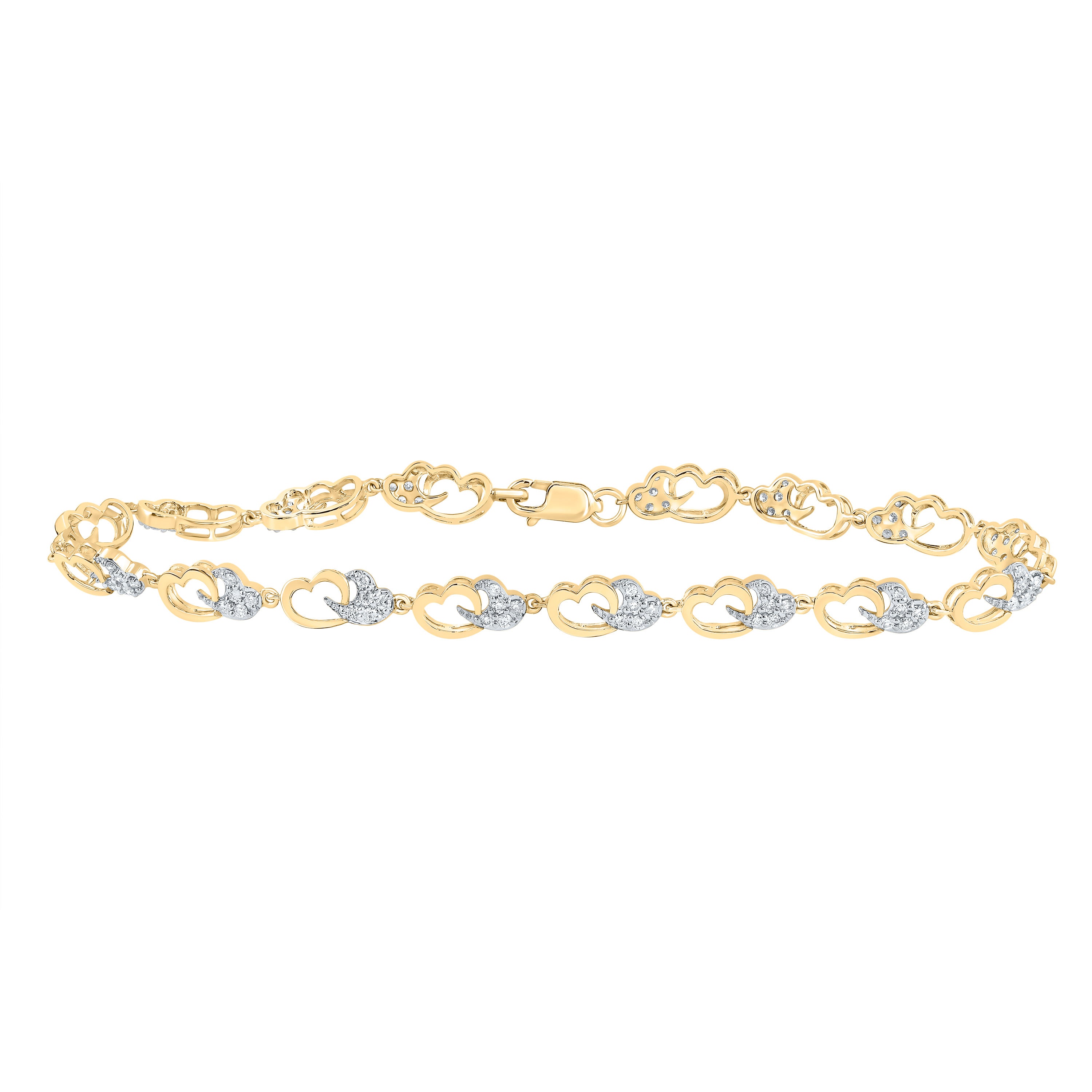 1/2Ctw-Nat Dia Cn Fashion Heart Bracelet (7 Inch) (4.4 grams)