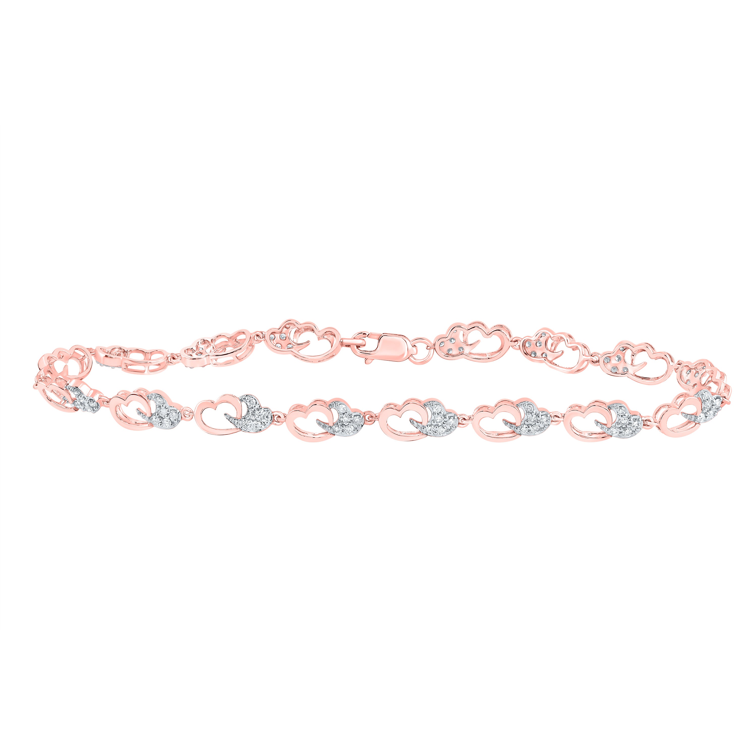 1/2Ctw-Nat Dia Cn Fashion Heart Bracelet (7 Inch) (4.56 grams)