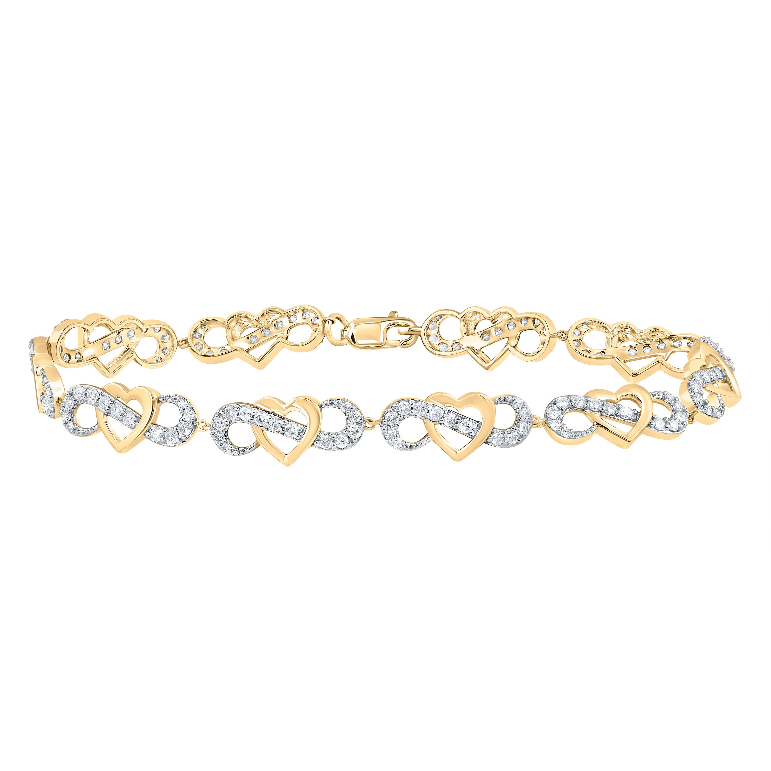 1 1/3Ctw-Nat Dia Cn Fashion Heart Bracelet (7 Inch) (6.29 grams)