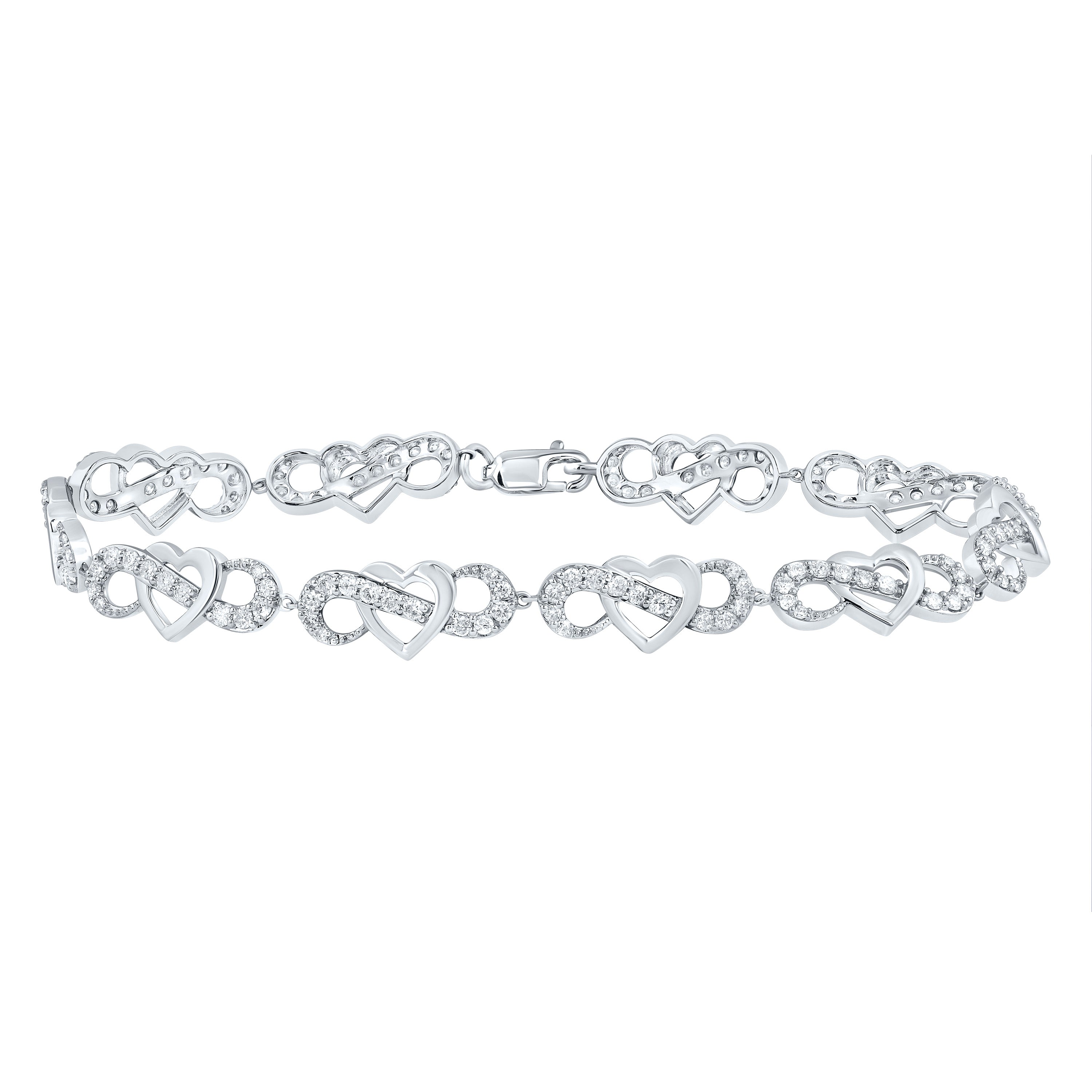 1 1/3Ctw-Nat Dia Cn Fashion Heart Bracelet (7 Inch) (6.79 grams)