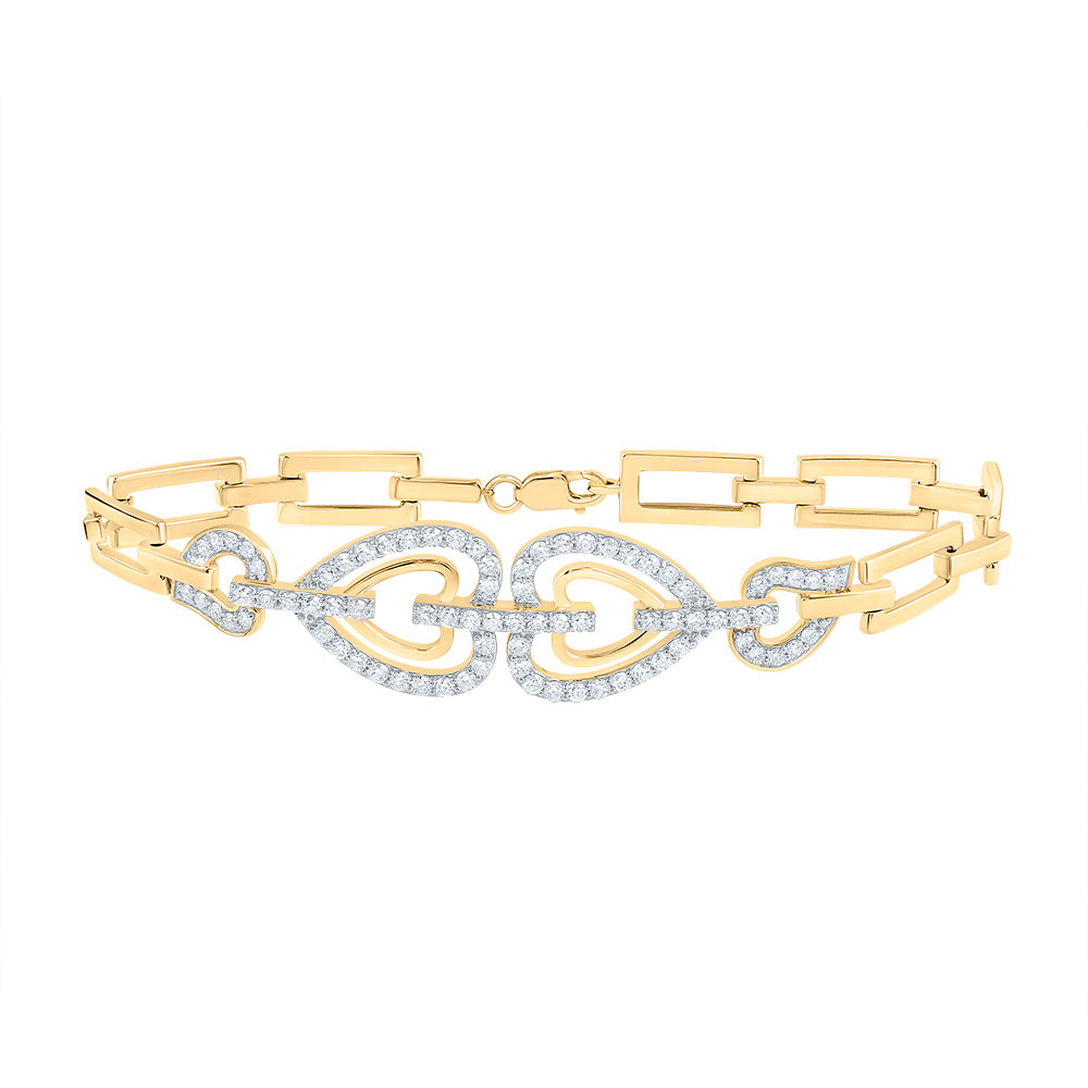 1 5/8Ctw-Nat Dia Cn Fashion Heart Bracelet (7 Inch) (12.78 grams)