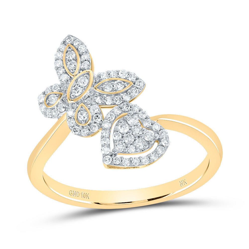 1/4Ctw-Nat Dia Nk Gift Butterfly Heart Ring (1.97 grams)