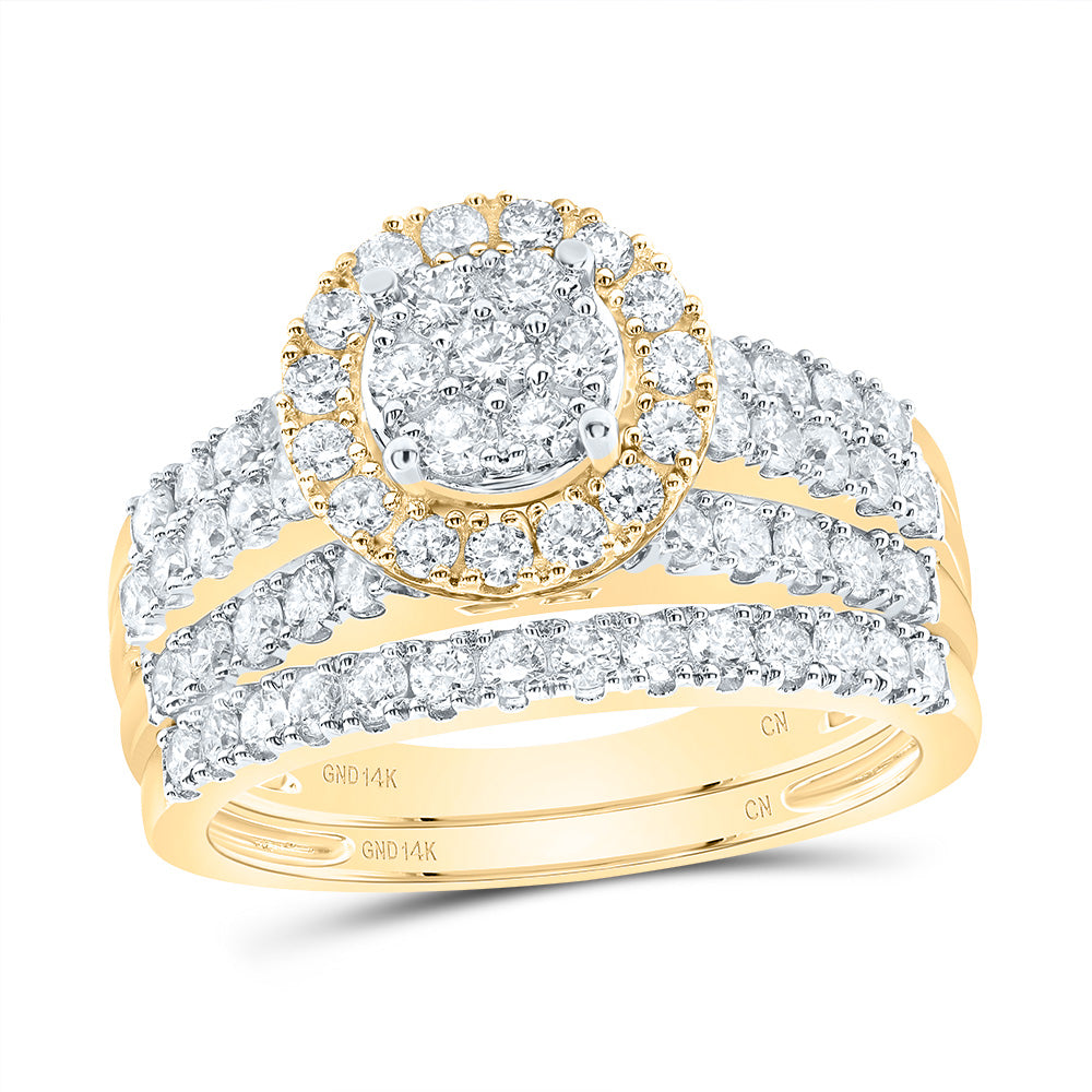 1 1/3Ctw-Dia Cn Round Single Halo Bridal Set (6.63 grams)