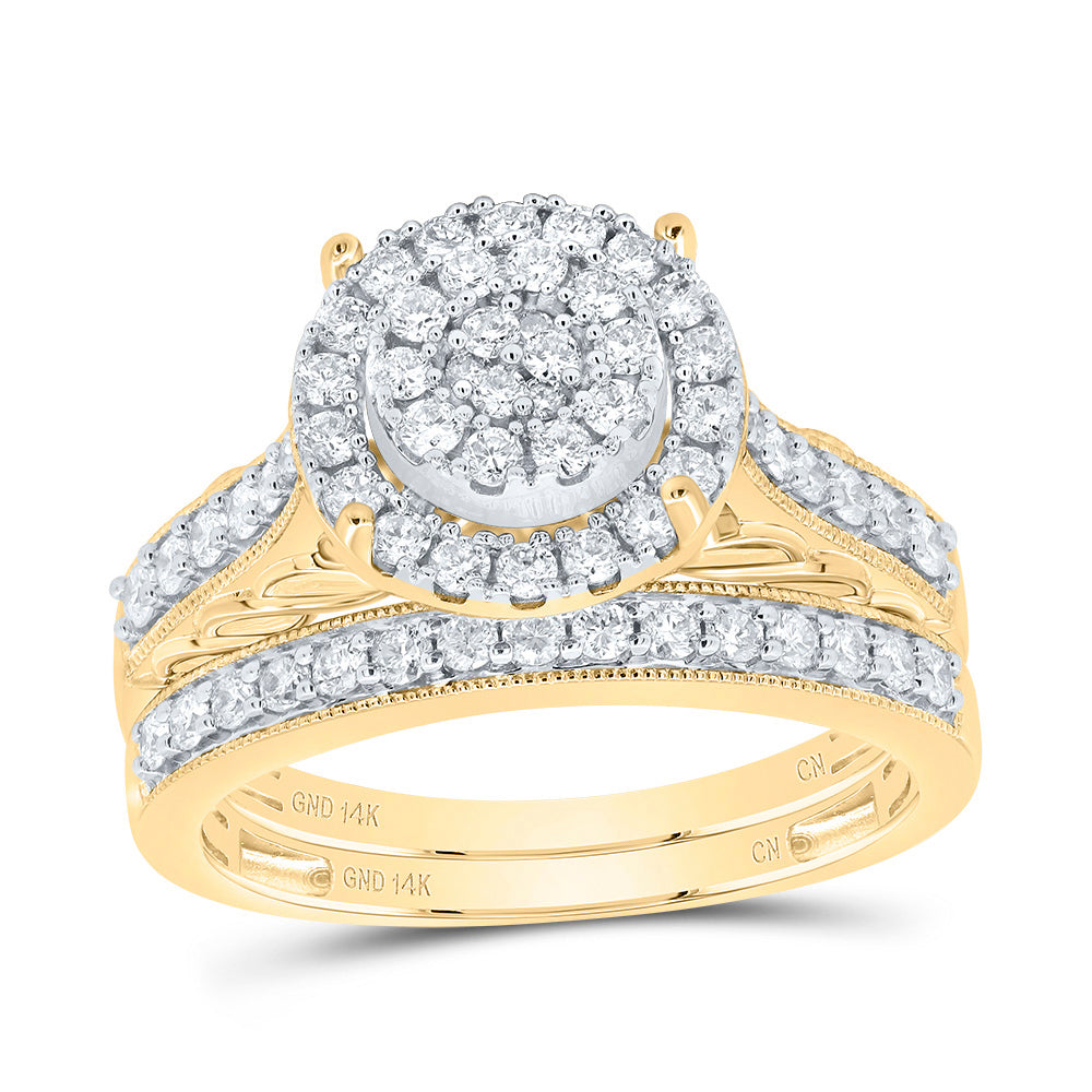 7/8Ctw-Dia Cn Round Double Halo Bridal Set (6.48 grams)