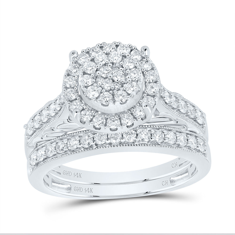 7/8Ctw-Dia Cn Round Double Halo Bridal Set (6.6 grams)