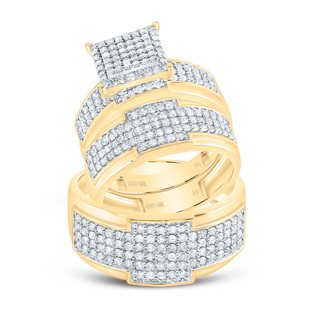 1 1/2Ctw-Dia Nk Square Trio Set (9.68 grams)