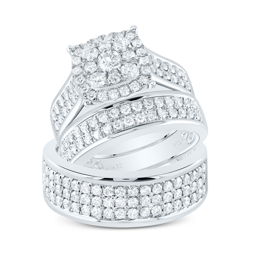 2 3/8Ctw-Diamond Ana M Cushion Trio Set (14.28 grams)