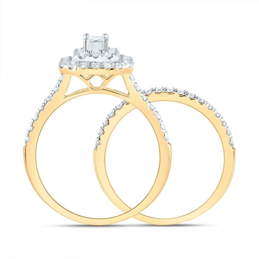 1Ctw-Dia Ana M Emerald Double Halo Fashion Bridal Set (4.28 grams)