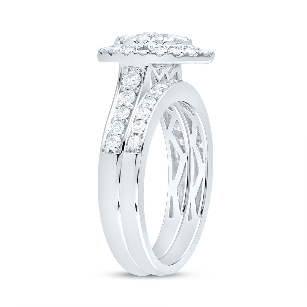 1Ctw-Dia Ana M Pear Double Halo Fashion Bridal Set  (6.11 grams)