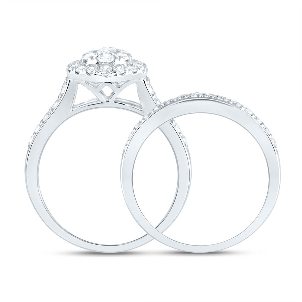 1Ctw-Dia Ana M Pear Double Halo Fashion Bridal Set  (6.11 grams)