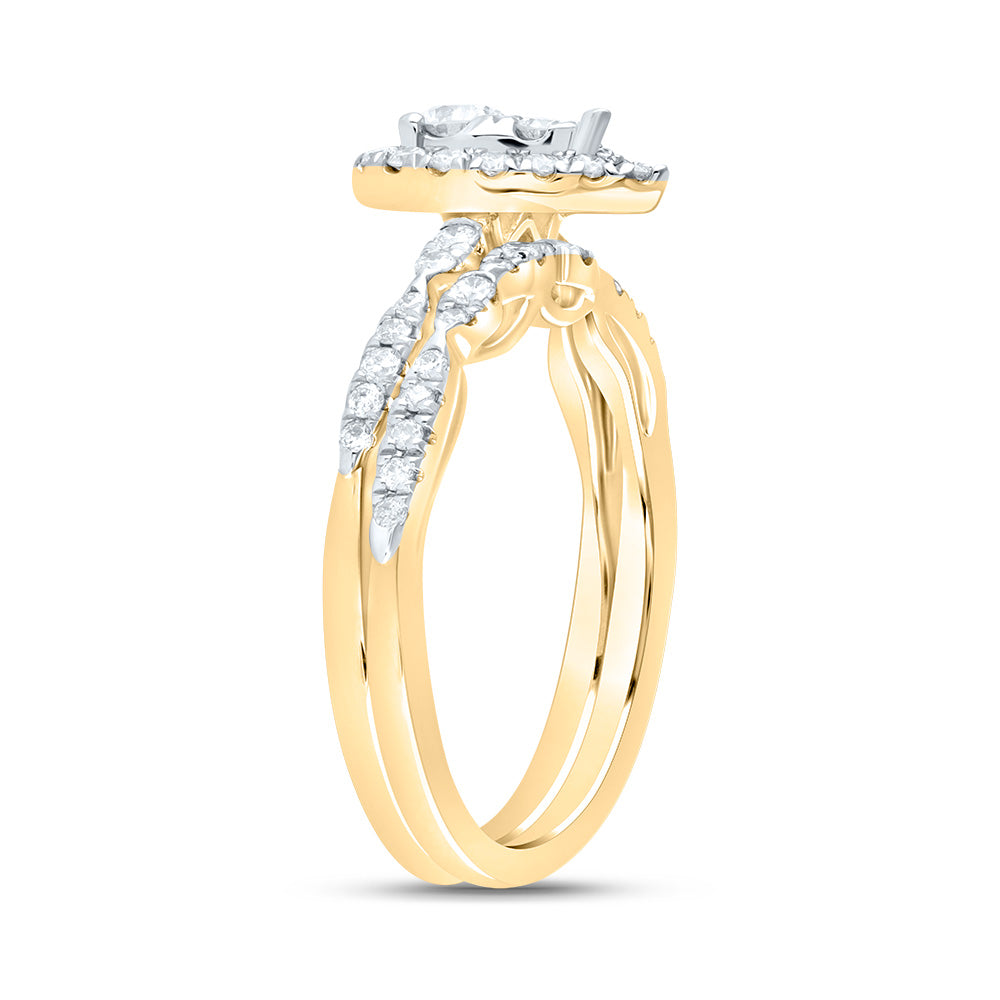 5/8Ctw-Dia Ana M Pear Single Halo Fashion Bridal Set (5.07 grams)