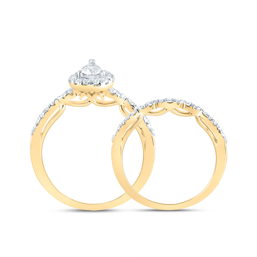 5/8Ctw-Dia Ana M Pear Single Halo Fashion Bridal Set (5.07 grams)