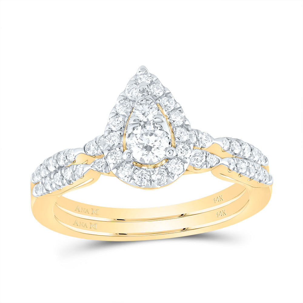 5/8Ctw-Dia Ana M Pear Single Halo Fashion Bridal Set (5.07 grams)