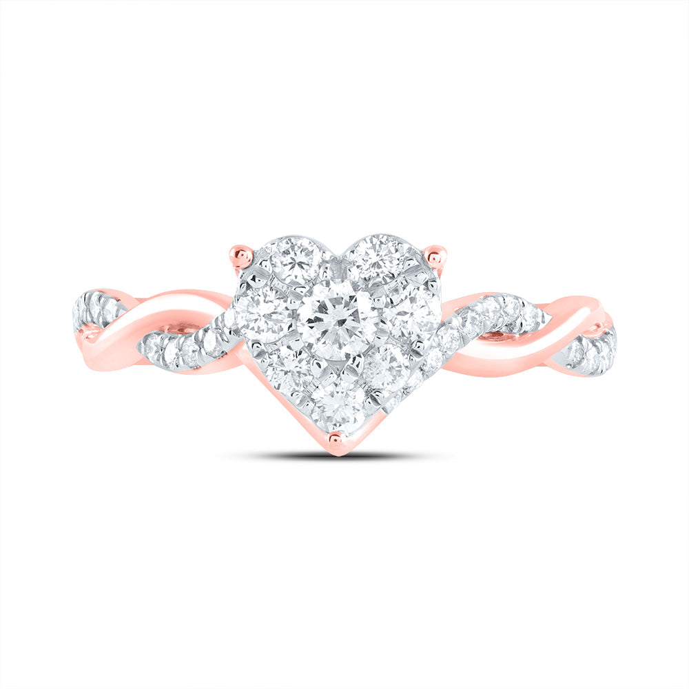 1/2Ctw-Nat Dia Ana M Heart No Halo Fashion Bridal Ring (3.63 grams)