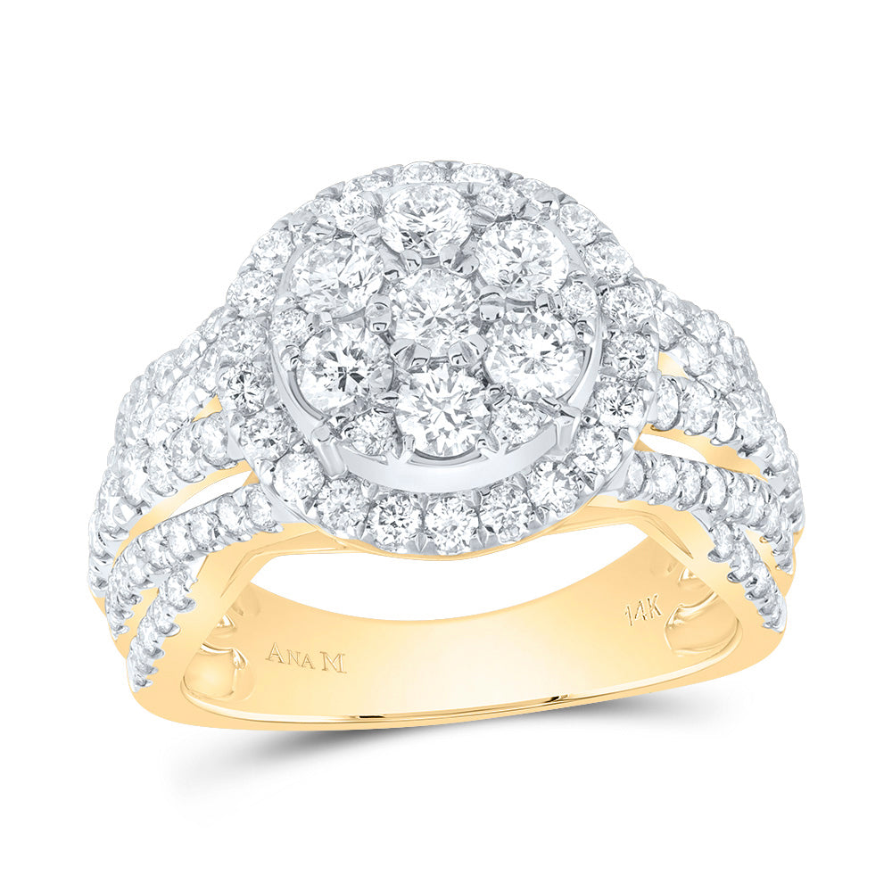 2Ctw-Dia Ana M Round Single Halo Fashion Bridal Ring  (6.3 grams)