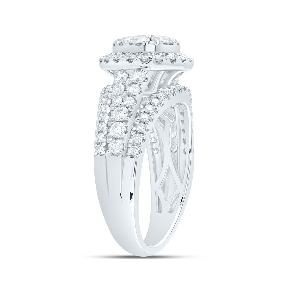 1 1/2Ctw-Dia Ana M Round Single Halo Fashion Bridal Ring (5.36 grams)