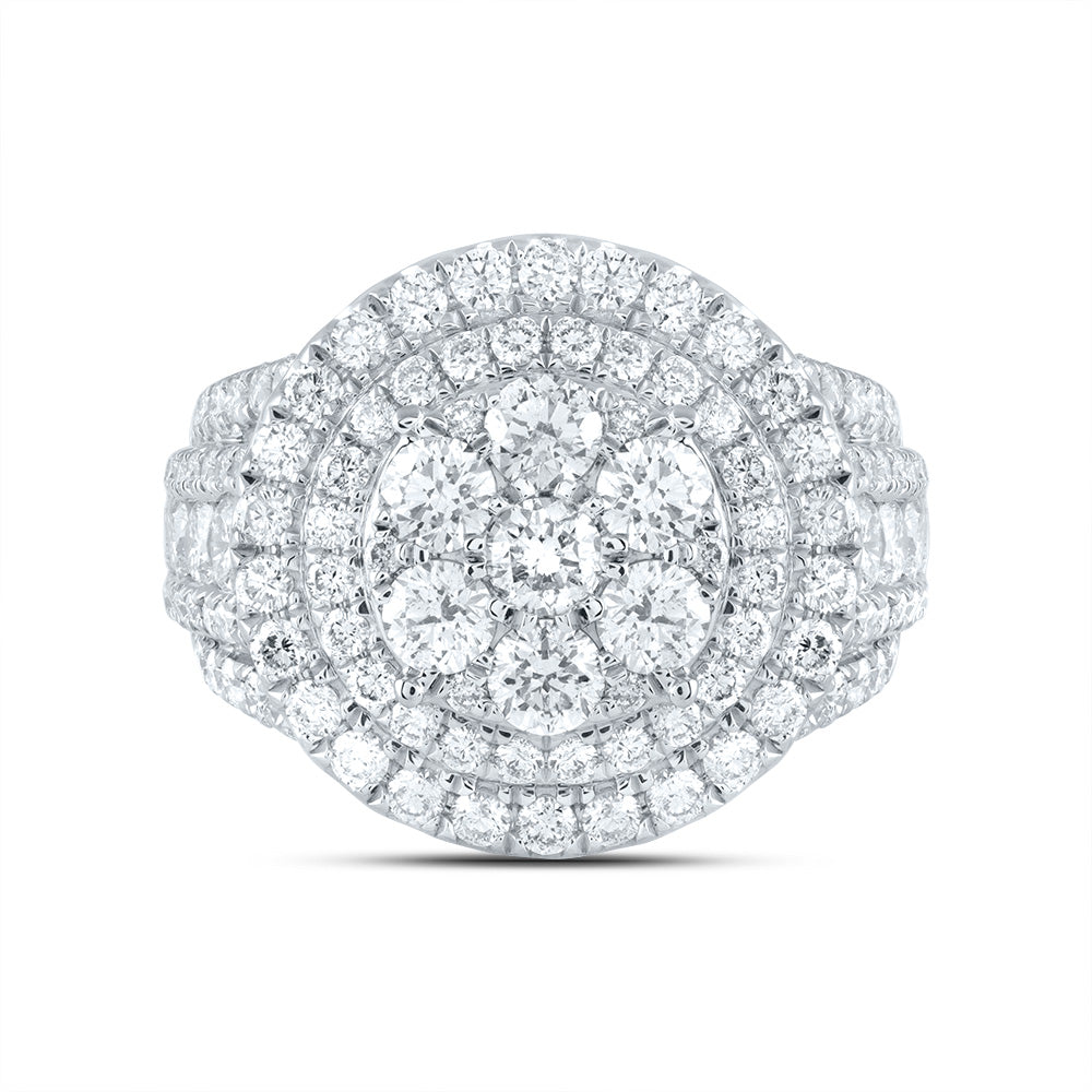 3 Ctw-Dia Ana M Round Double Halo Fashion Bridal Ring  (8.01 grams)