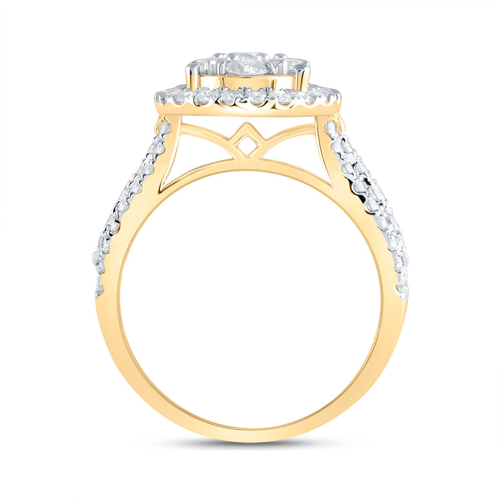 1 1/2Ctw-Dia Ana M 1/5Ct-Crd Pear Single Halo Bridal Ring (4.94 grams)