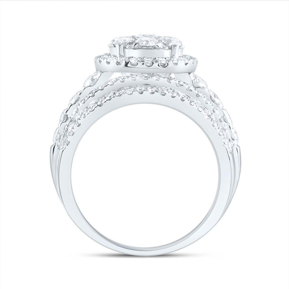 3Ctw-Dia Ana M Round Single Halo Fashion Bridal Ring  (8.67 grams)