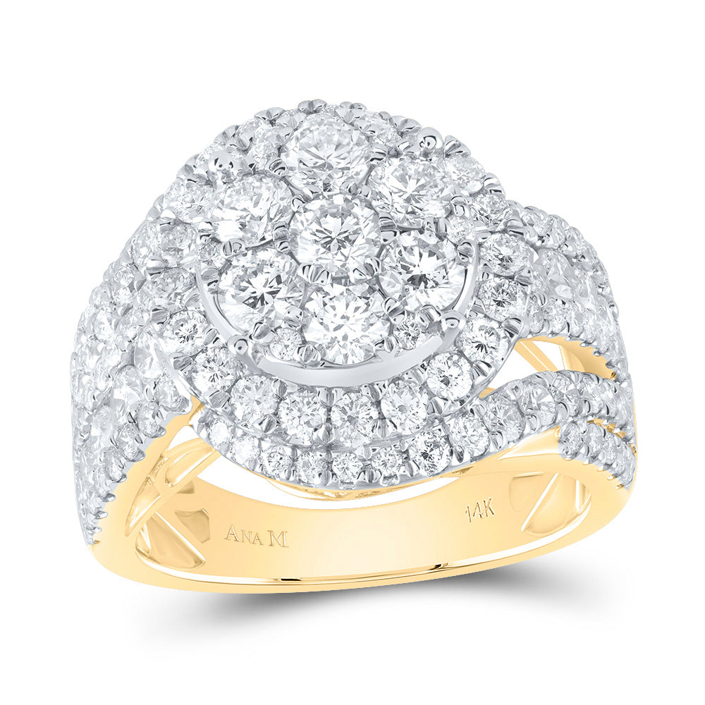 3 Ctw-Dia Ana M Round Single Halo Fashion Bridal Ring (7.82 grams)