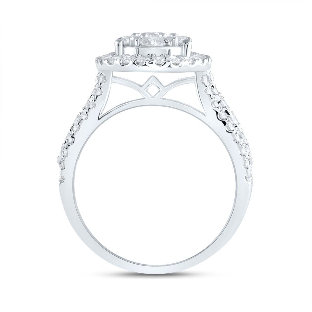 1 1/2Ctw-Dia Ana M 1/5Ct-Crd Pear Single Halo Bridal Ring (3.82 grams)