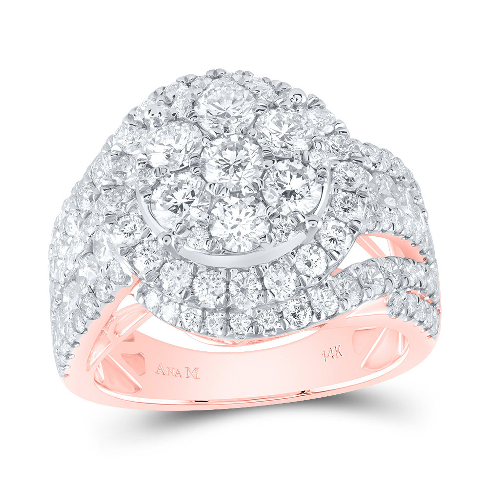 3 Ctw-Dia Ana M Round Single Halo Fashion Bridal Ring (7.99 grams)