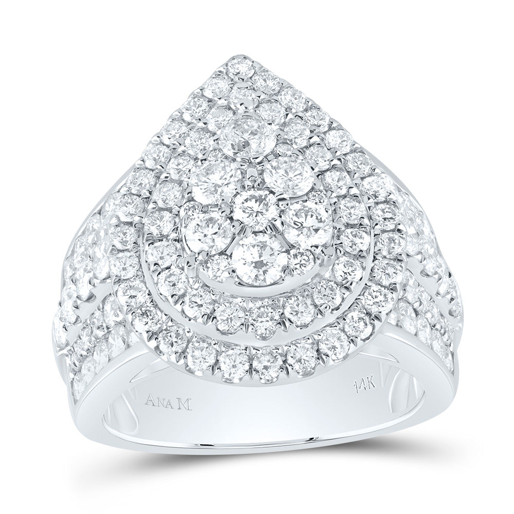 3Ctw-Dia Ana M Pear Double Halo Fashion Bridal Ring (9.39 grams)