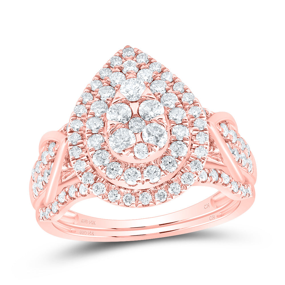 1Ctw-Dia Cn Pear Double Halo Bridal Set  (5.56 grams)