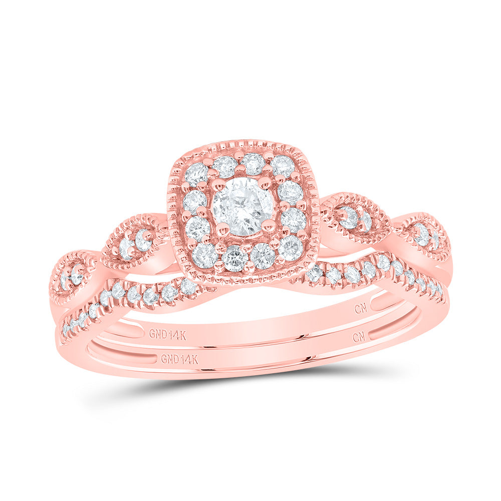 1/3Ctw-Dia Cn Cushion Single Halo Bridal Set  (3.52 grams)