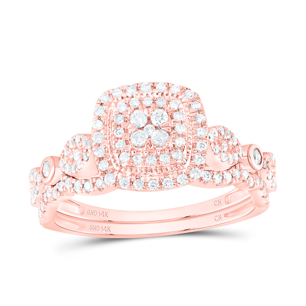 1/2Ctw-Dia Cn Cushion Double Halo Bridal Set  (3.74 grams)