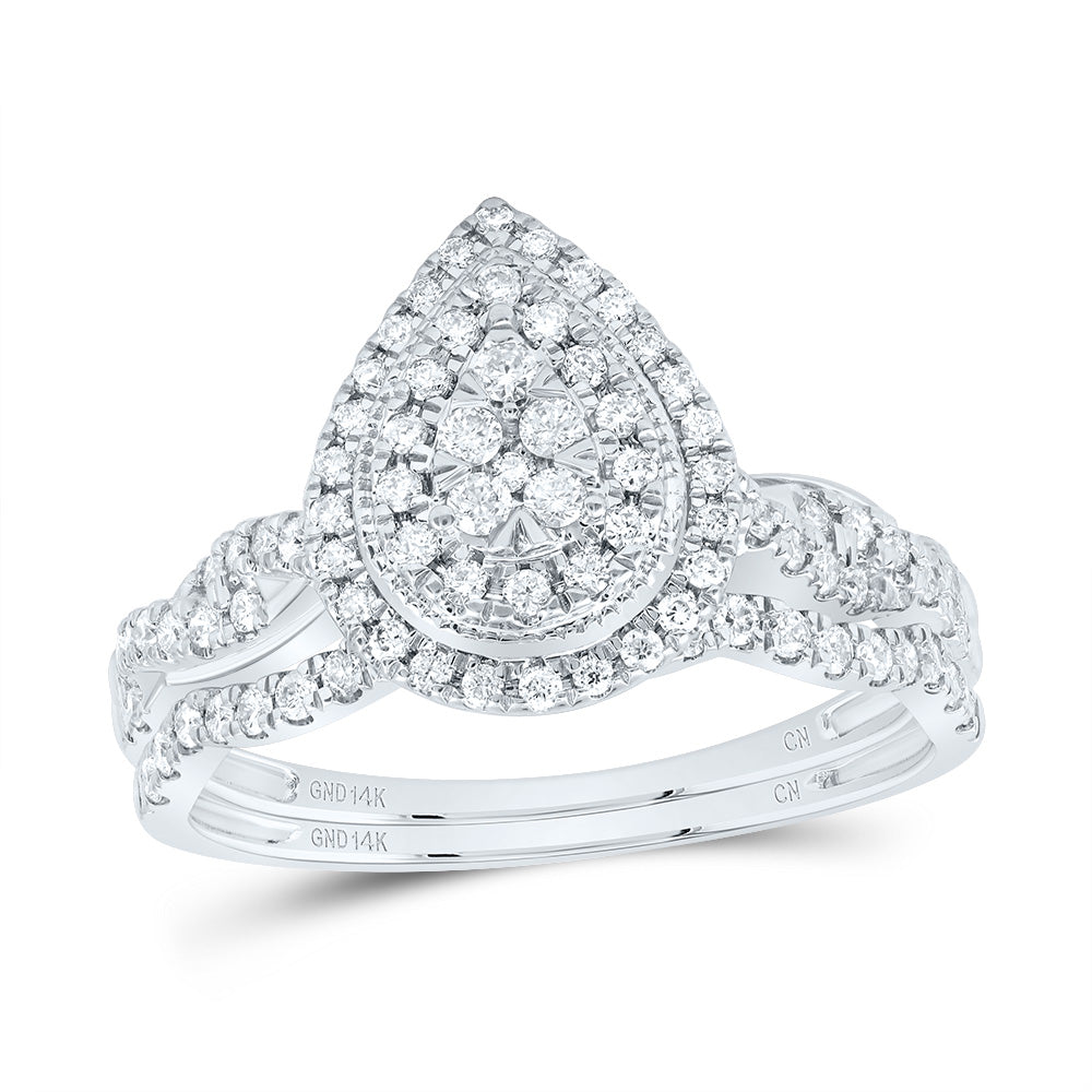 1/2Ctw-Dia Cn Pear Double Halo Bridal Set  (3.46 grams)