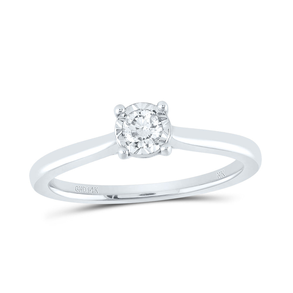 14Kt White Gold Womens Round Diamond Solitaire Ring 1/6 Cttw (2.01 grams)