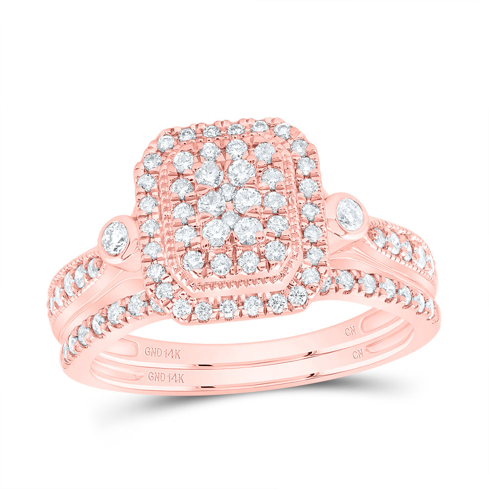 1/2Ctw-Dia Cn Emerald Double Halo Bridal Set  (4.26 grams)