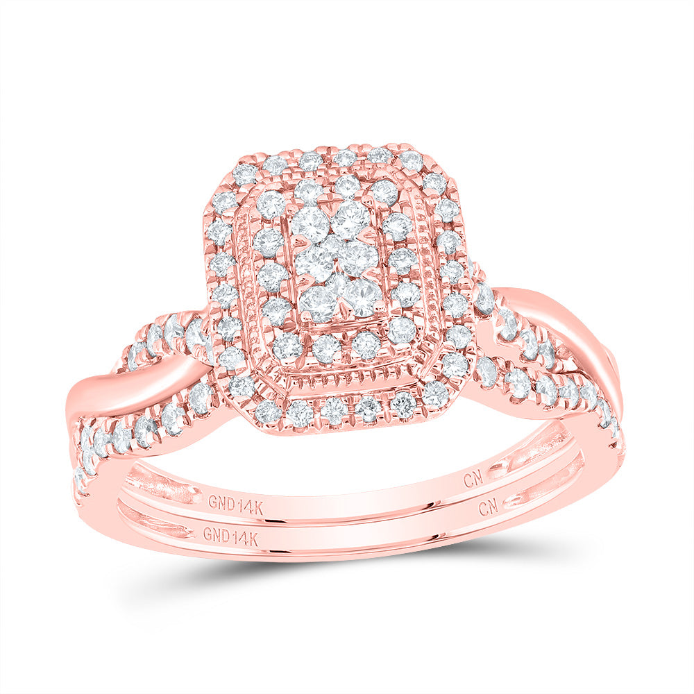 1/2Ctw-Dia Cn Emerald Double Halo Bridal Set (3.94 grams)