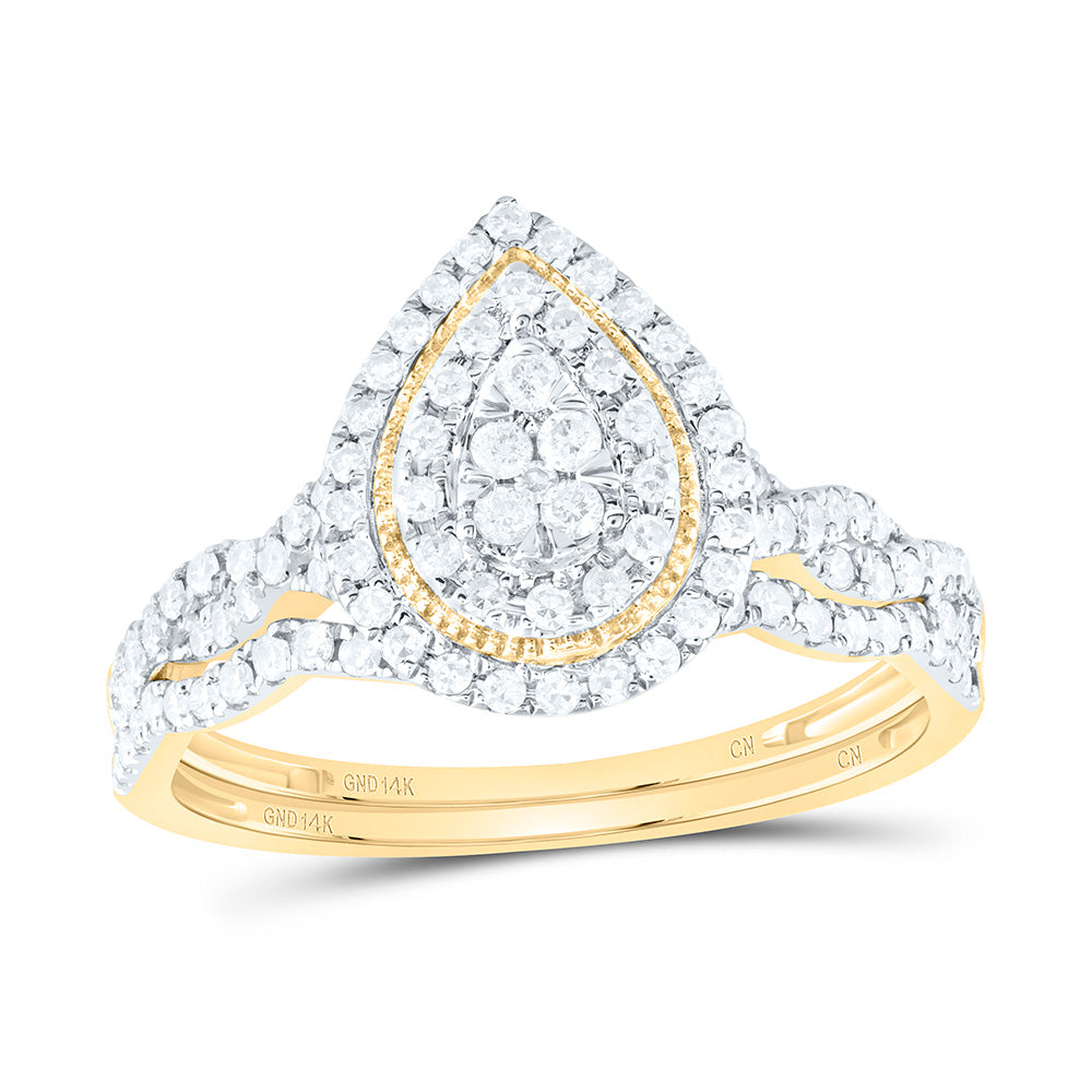 1/2Ctw-Nat Diamond Pear Double Halo Bridal Set (2.86 grams)