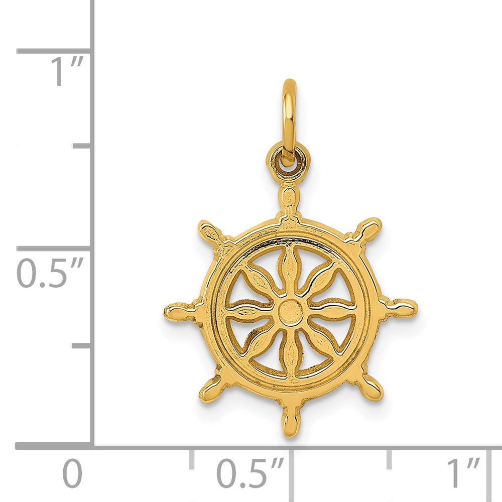 14k Yellow Gold 16 mm Ships Wheel Charm (1.13 grams)