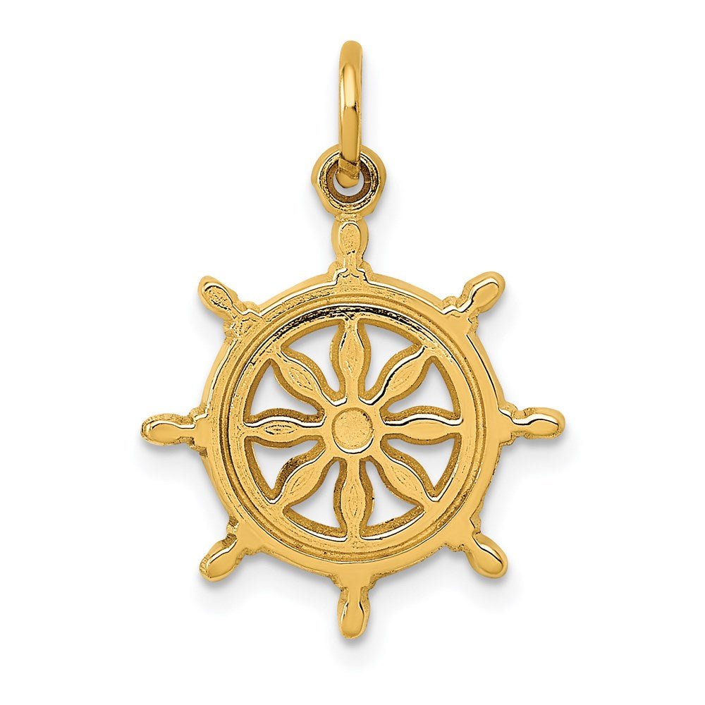 14k Yellow Gold 16 mm Ships Wheel Charm (1.13 grams)