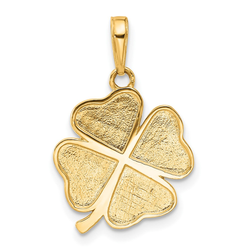 14k Yellow & Rhodium 15.7 mm  Polished and D/C 4-Leaf Clover Pendant (2.82 grams)