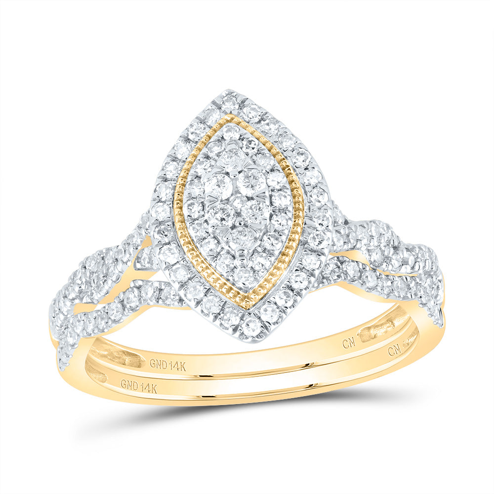 1/2Ctw-Nat Dia Cn Marquise Double Halo Bridal Set (3.04 grams)