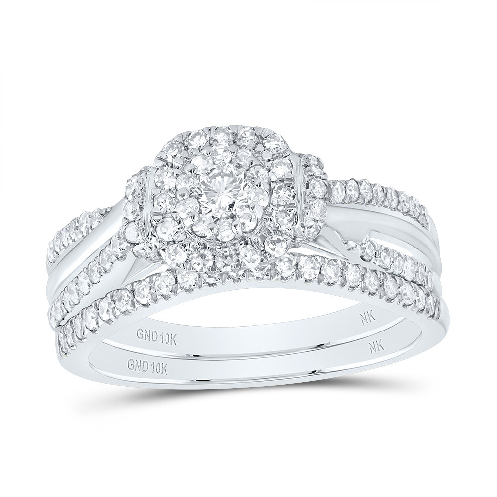5/8Ctw-Dia Nk Cushion Double Halo Bridal Set (3.89 grams)