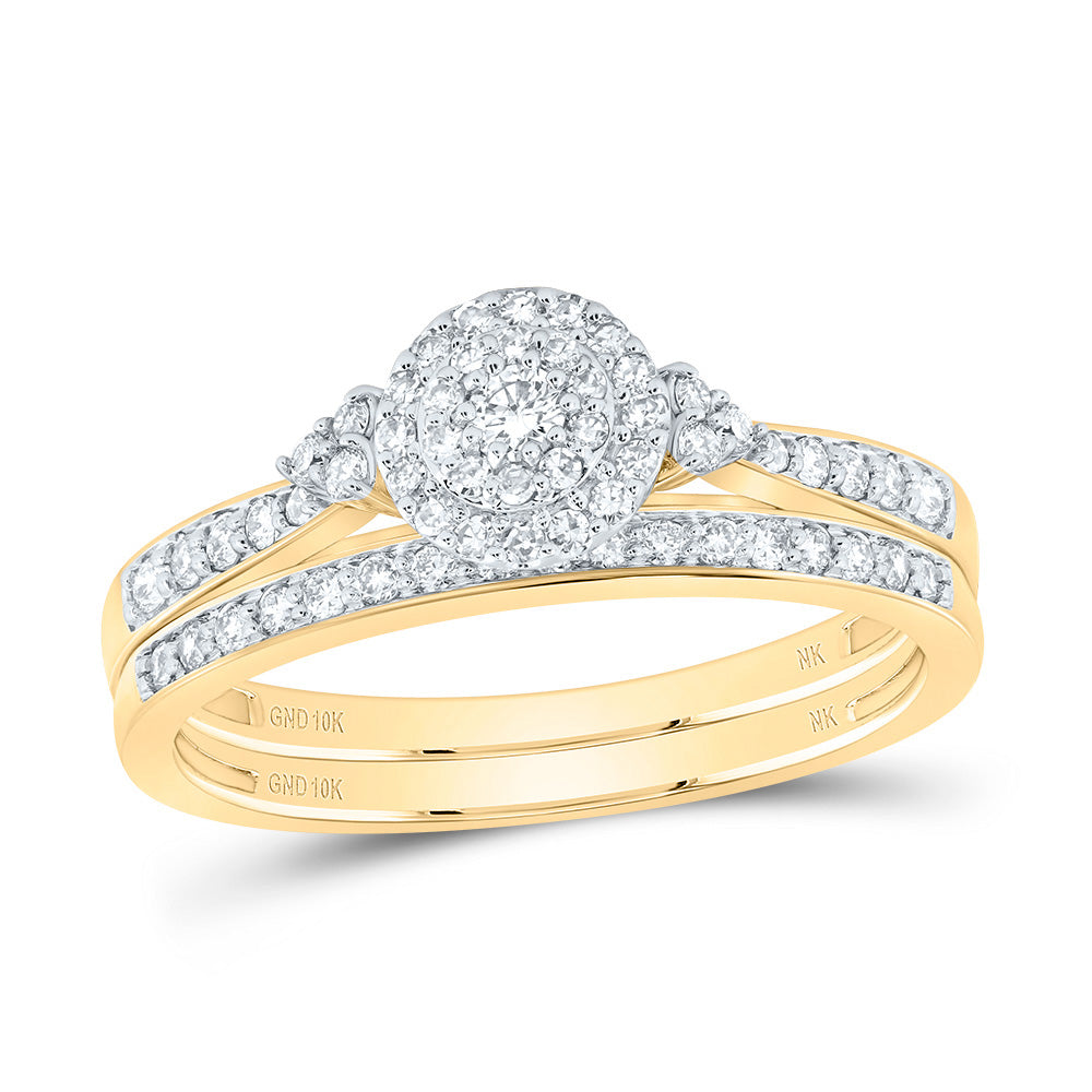 1/2Ctw-Dia Nk Round Double Halo Bridal Set (2.93 grams)