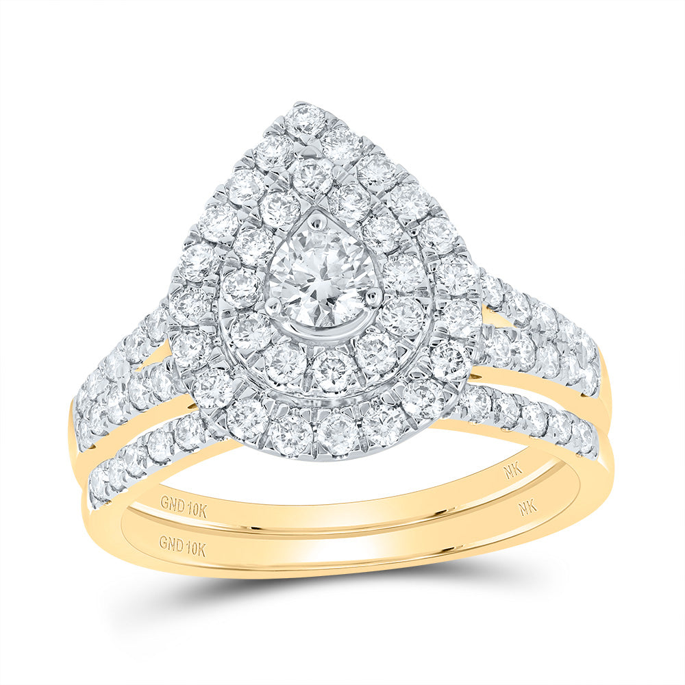 1Ctw-Diamond 1/5Ct-Crd Pear Double Halo Bridal Set (4.24 grams)