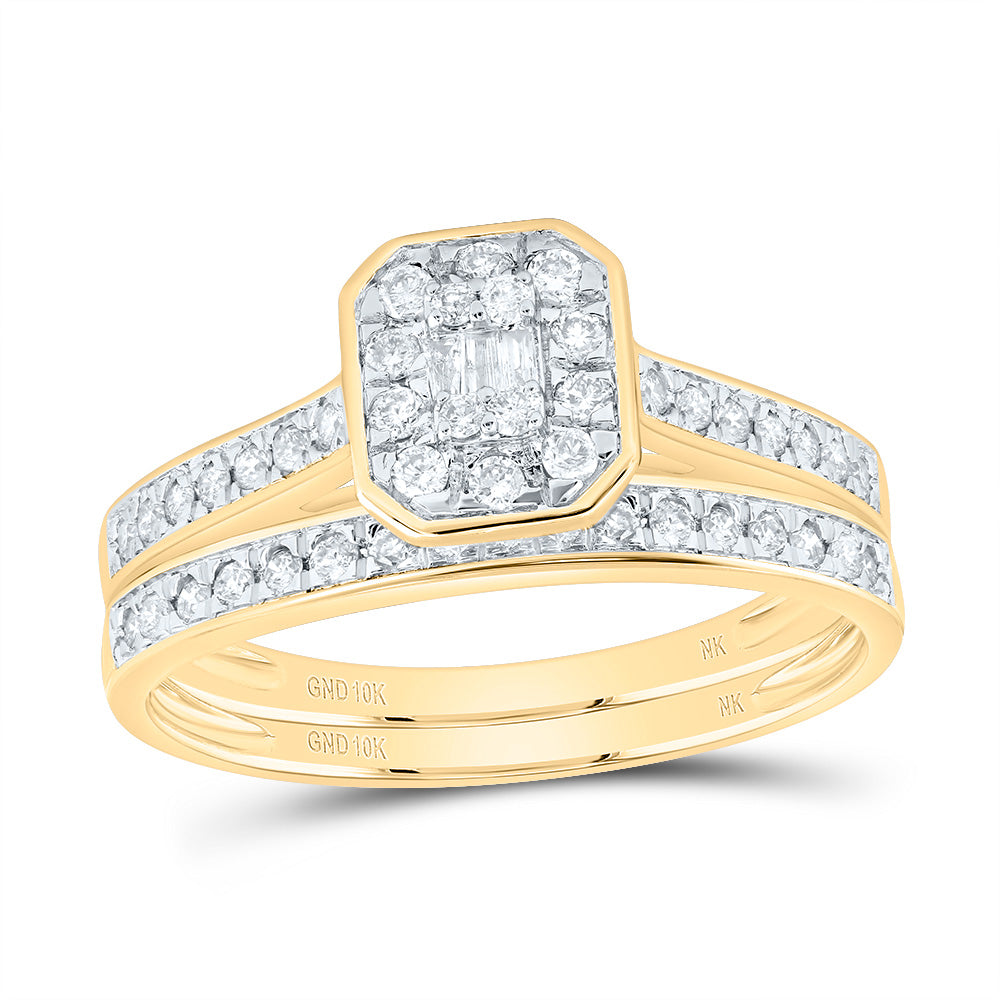 1/2Ctw-Diamond Fashion Octagon Bridal Set (3.28 grams)