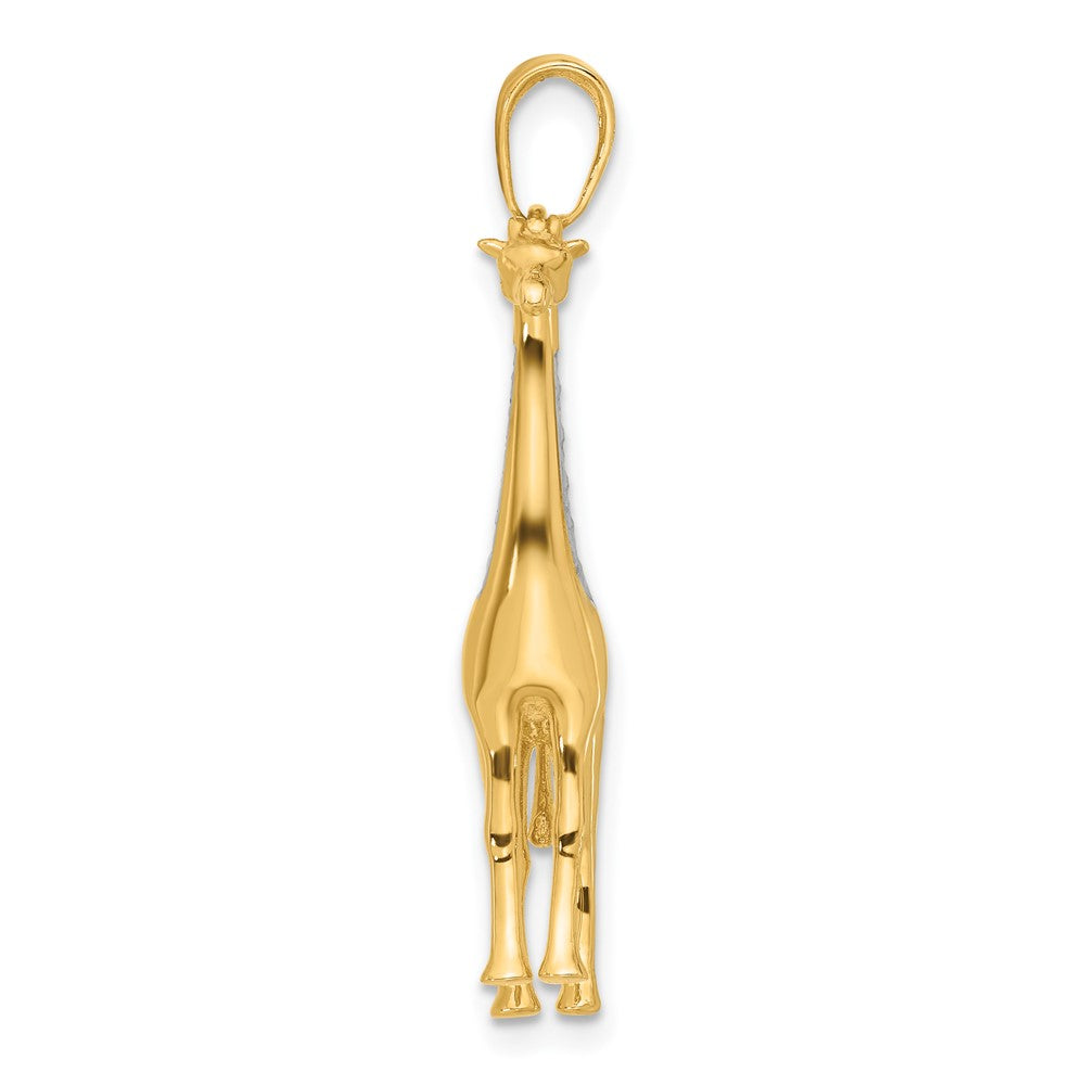 14k Yellow & Rhodium 13.6 mm  D/C 3D Giraffe Pendant (5.11 grams)