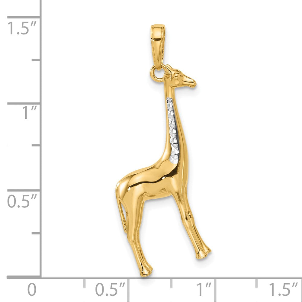 14k Yellow & Rhodium 13.6 mm  D/C 3D Giraffe Pendant (5.11 grams)