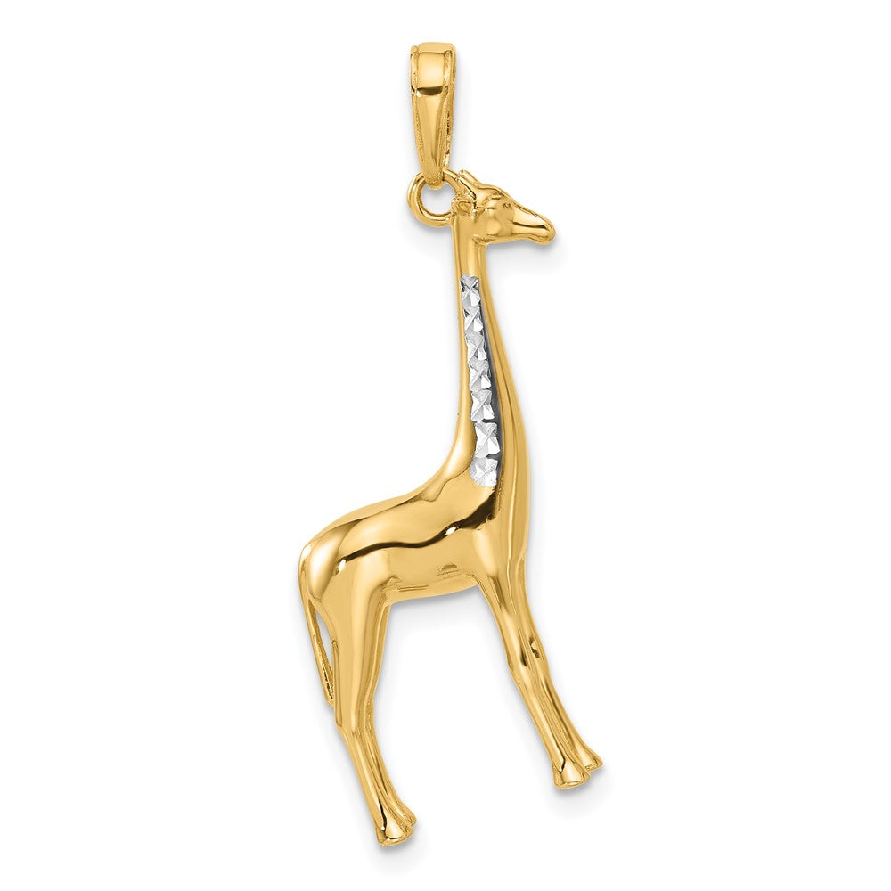14k Yellow & Rhodium 13.6 mm  D/C 3D Giraffe Pendant (5.11 grams)