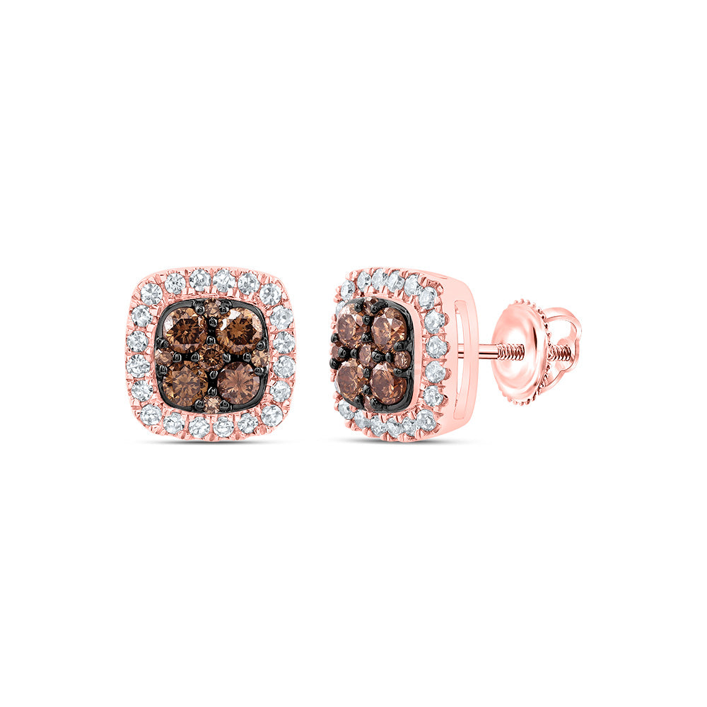 1/2Ctw-Dia Cn Cognac Natural Cushion Stud Earring