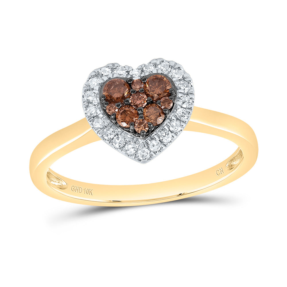 1/3Ctw-Nat Dia Cn Cognac Natural Heart Ring (1.97 grams)