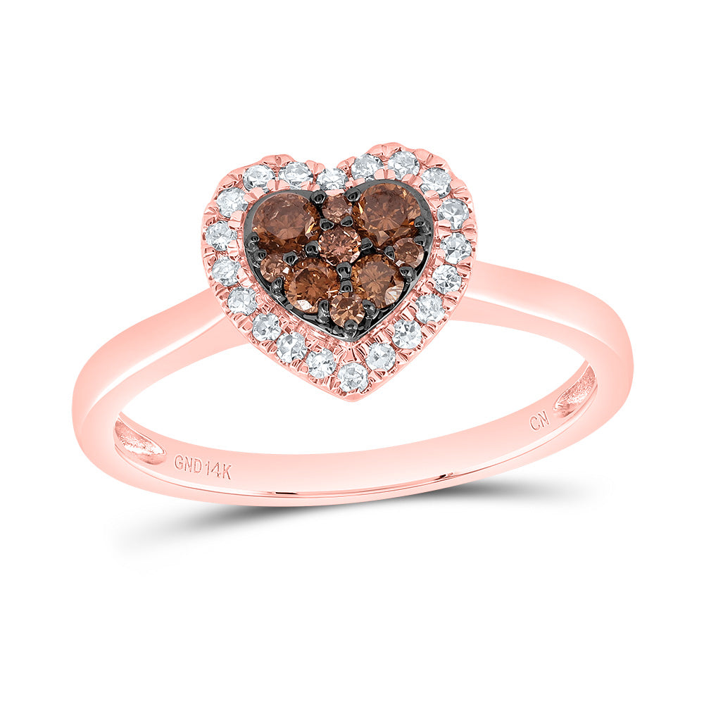 1/3Ctw-Nat Dia Cn Cognac Natural Heart Ring (2.39 grams)