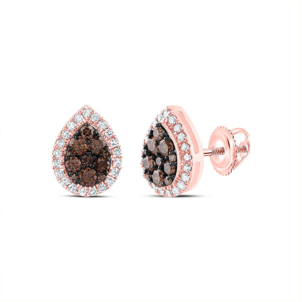1/2Ctw-Dia Cn Cognac Natural Pear Stud Earring